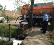 Beseitigung von Umweltdelikten - hier Reinigung eines Bachlaufes